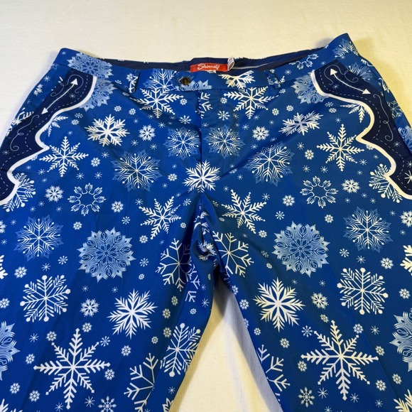 Shinesty Snowflake Western Suit Jacket 50 Pants 46x35 Blue White Holiday Party - Picture 7 of 16